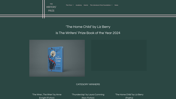 Screenshot of the The Literature Prize Foundation website