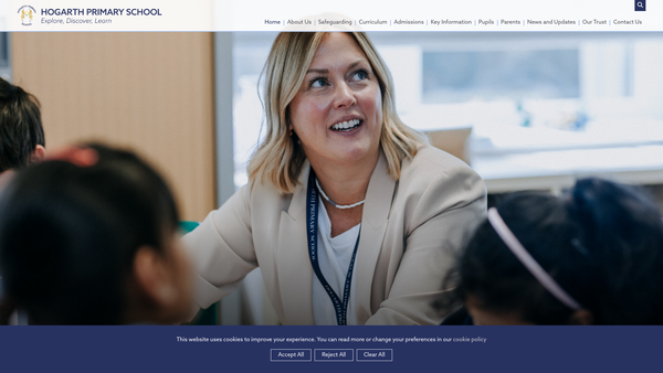 Screenshot of the Hogarth Primary School PTA website