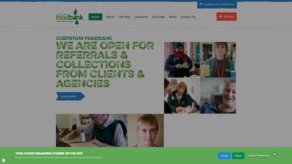 Screenshot of the Chepstow Foodbank website