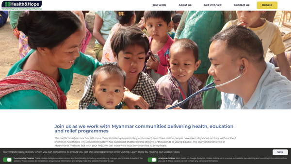 Screenshot of the Health And Hope UK website