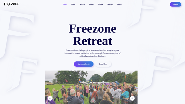 Screenshot of the Freezone Retreat website