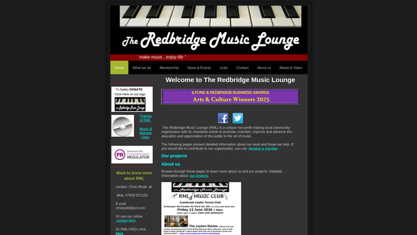 Screenshot of the The Redbridge Music Lounge website