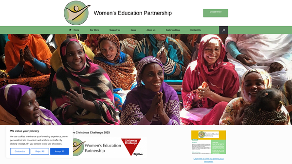 Screenshot of the Women's Education Partnership website