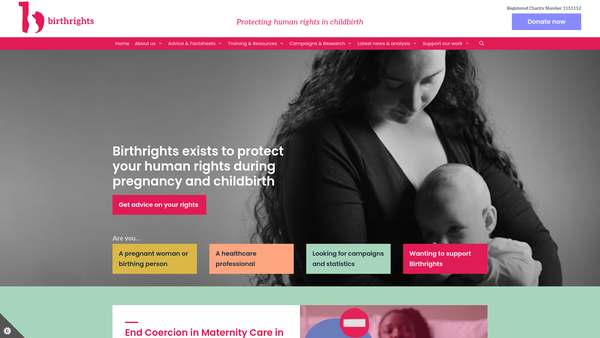 Screenshot of the Birthrights website