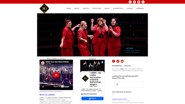 Screenshot of the Ladies Association Of British Barbershop Singers website