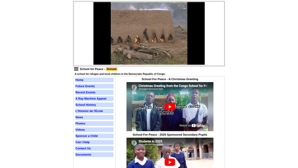 Screenshot of the The Congo School For Peace website