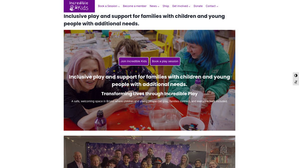 Screenshot of the Incredible Kids website