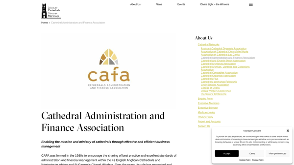 Screenshot of the The Cathedrals Administration And Finance Association website