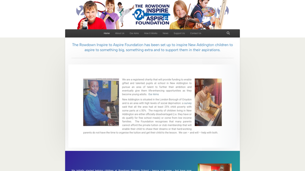 Screenshot of the The Rowdown Inspire To Aspire Foundation website