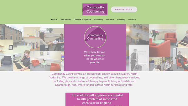 Screenshot of the Community Counselling (North Yorkshire) Limited website