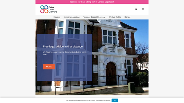Screenshot of the Ealing Law Centre website
