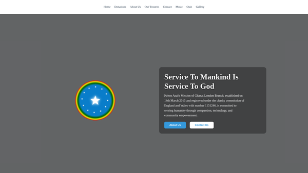 Screenshot of the Kristo Asafo Mission ( London Branch) website