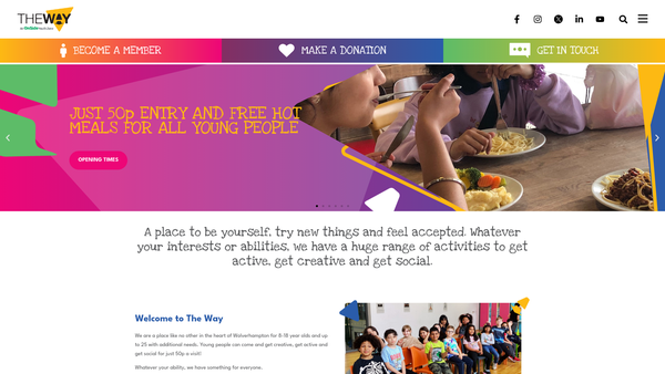 Screenshot of the Wolverhampton Youth Zone website
