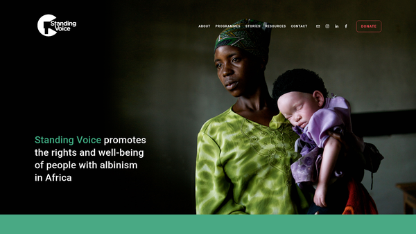 Screenshot of the Standing Voice website
