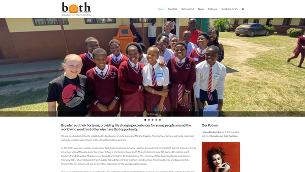 Screenshot of the Broaden Out Their Horizons website