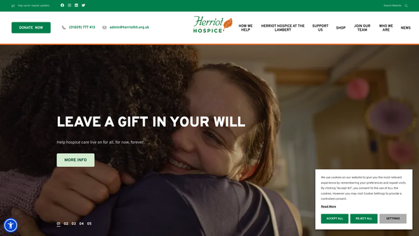 Screenshot of the Herriot Hospice Homecare website