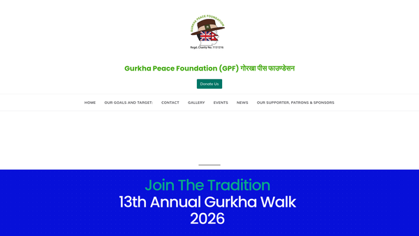 Screenshot of the Gurkha Peace Foundation website
