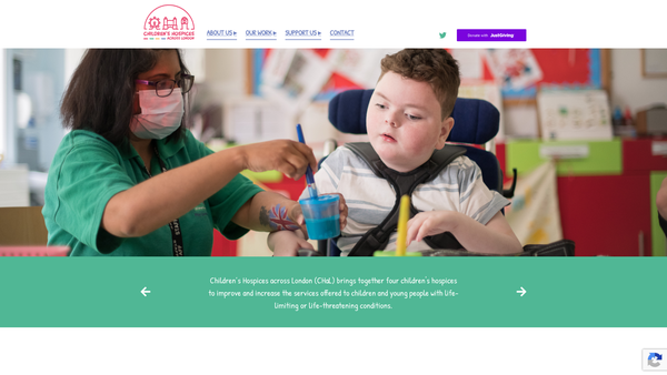 Screenshot of the Children's Hospices Across London website