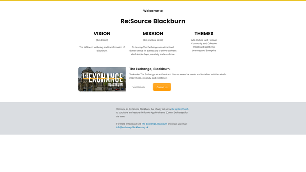 Screenshot of the Re:source Blackburn website