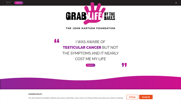 Screenshot of the The John Hartson Foundation website