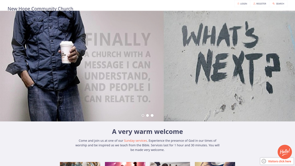 Screenshot of the New Hope Community Church website