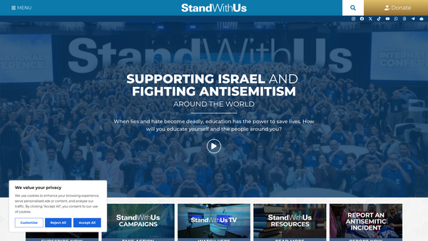 Screenshot of the Standwithus UK website