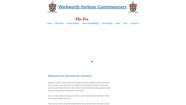 Screenshot of the Warkworth Harbour Commissioners website