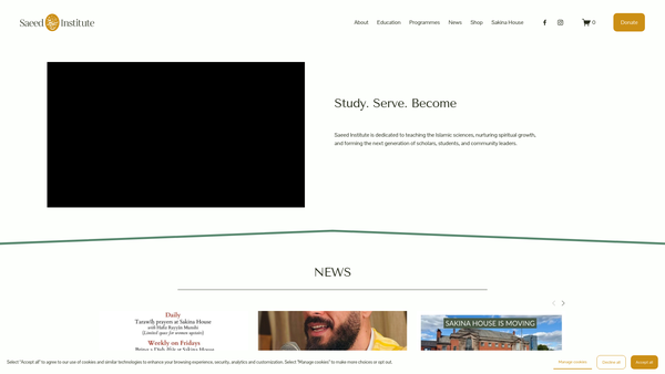 Screenshot of the Saeed Institute website