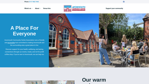 Screenshot of the Avonmouth Community Centre Association website