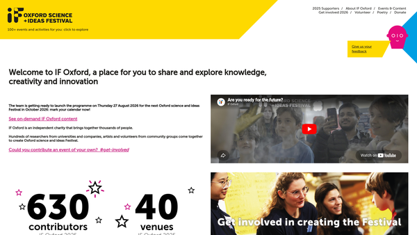 Screenshot of the Oxfordshire Science Festival website