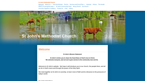 Screenshot of the St Johns Methodist Church Sudbury website