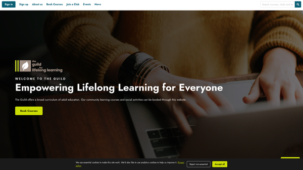 Screenshot of the The Guild for Lifelong Learning Limited website