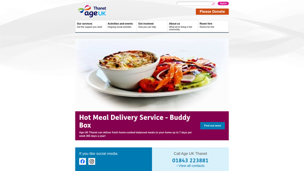 Screenshot of the Age UK Thanet Limited website