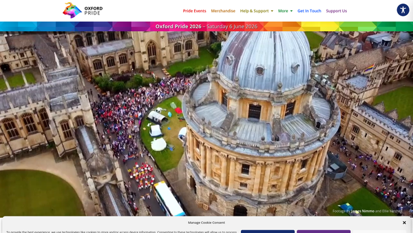 Screenshot of the Oxford Pride Group Ltd website