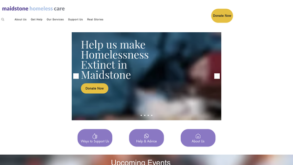 Screenshot of the Maidstone Homeless Care website