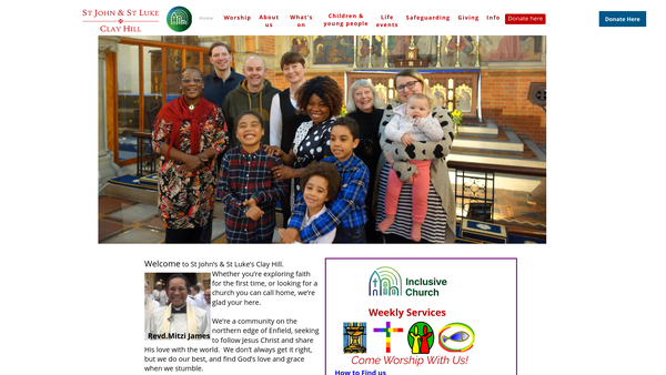 Screenshot of the The Parochial Church Council Of The Ecclesiastical Parish Of St John The Baptist And St Luke The Evangelist, Clay Hill, Enfield website