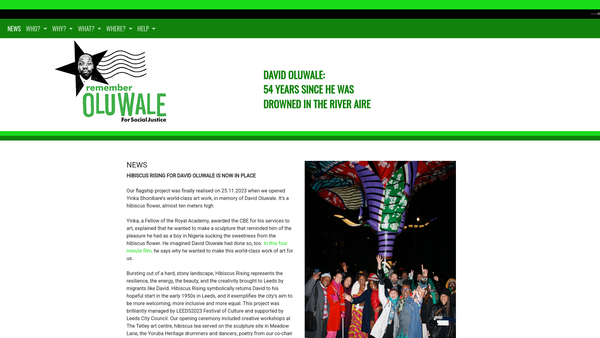 Screenshot of the David Oluwale Memorial Association website