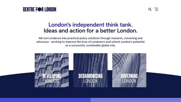 Screenshot of the Centre For London website