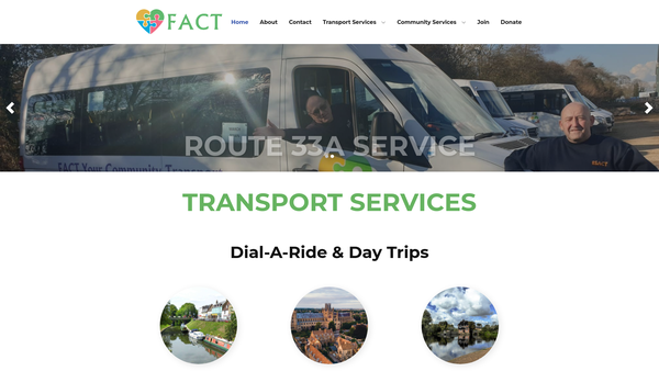 Screenshot of the FACT Community Transport website