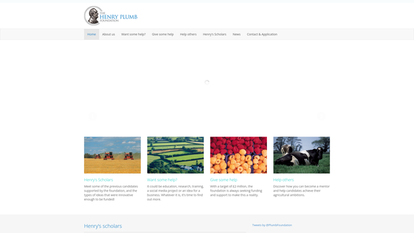 Screenshot of the The Henry Plumb Foundation website
