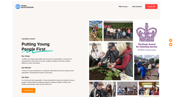 Screenshot of the Young Leicestershire Ltd website