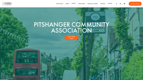 Screenshot of the Pitshanger Community Association website