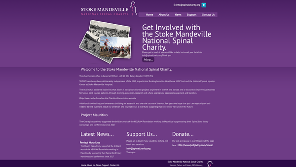 Screenshot of the Stoke Mandeville National Spinal Charity website