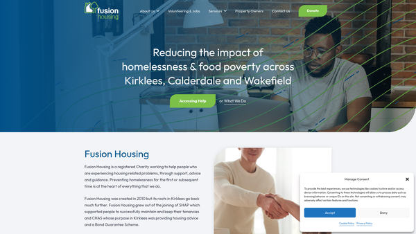 Screenshot of the Fusion Housing Kirklees Ltd website