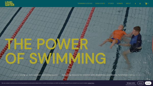 Screenshot of the Level Water website