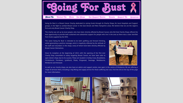 Screenshot of the Going For Bust website
