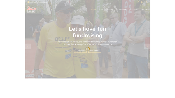 Screenshot of the Beefy's Charity Foundation website