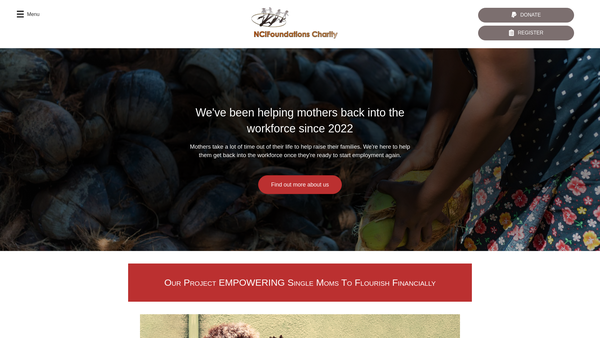 Screenshot of the Ncifoundations Charity website