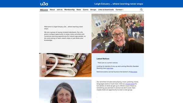 Screenshot of the Leigh Estuary U3A website