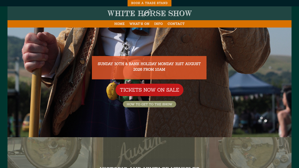 Screenshot of the The White Horse Show Trust Limited website